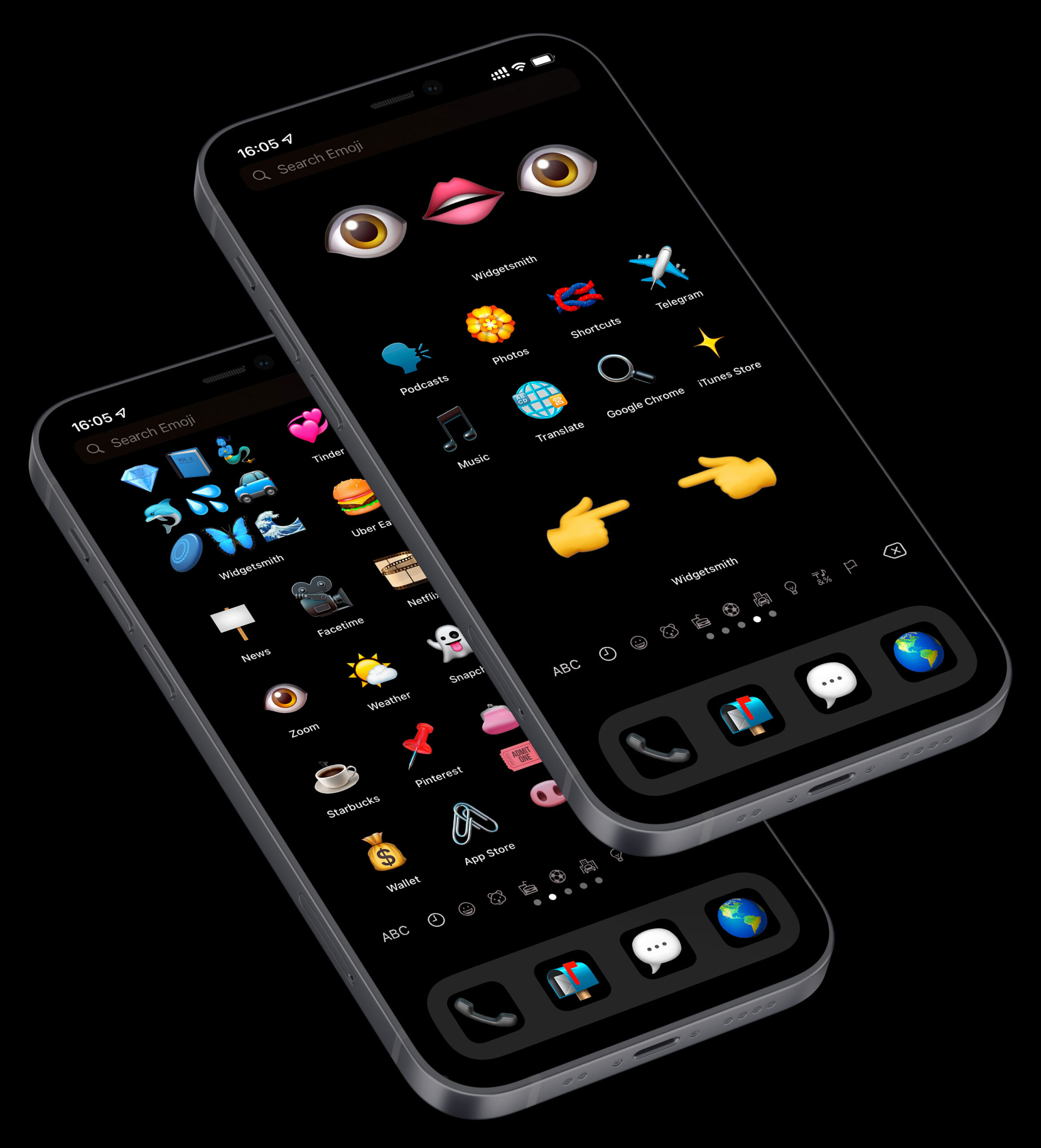black ios emoji app icons pack preview 1