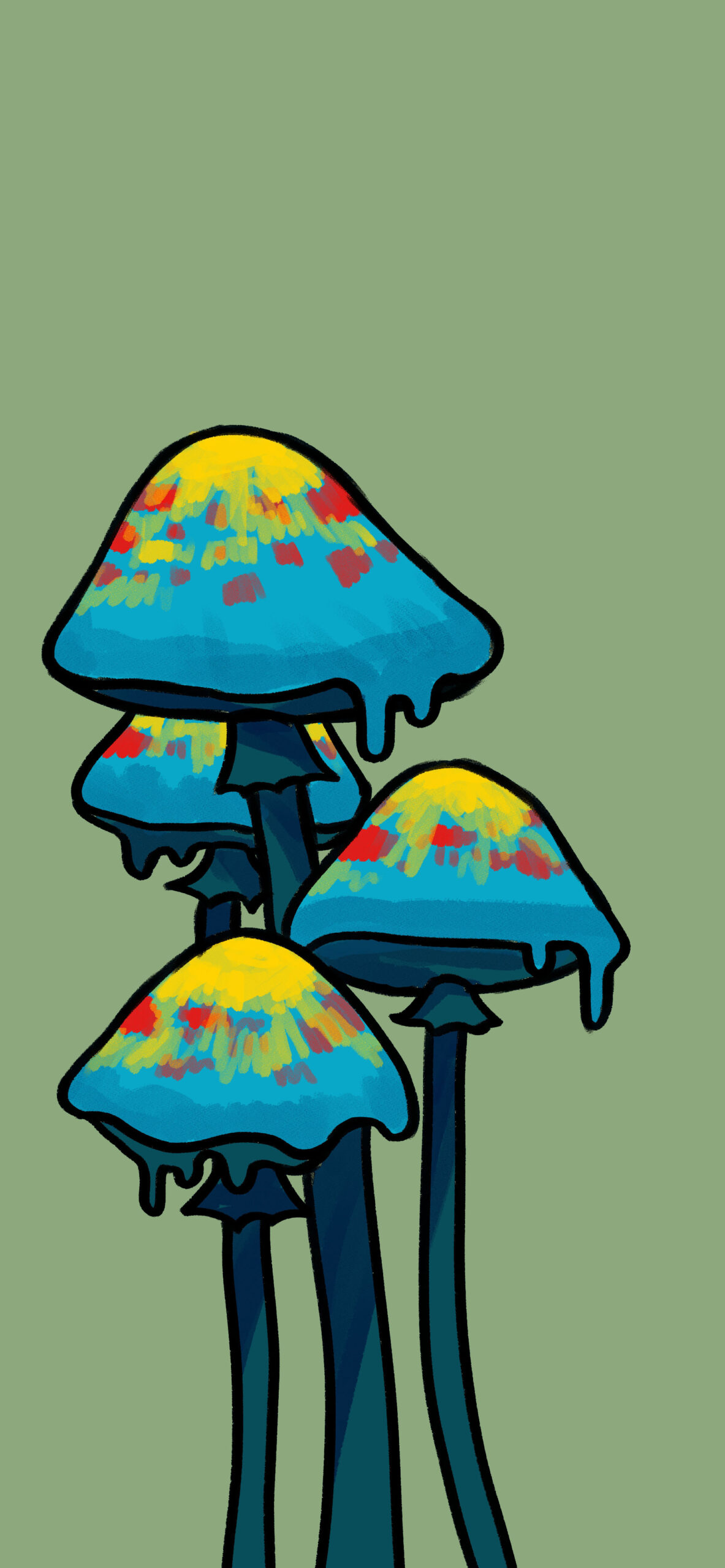trippy mushrooms green wallpaper
