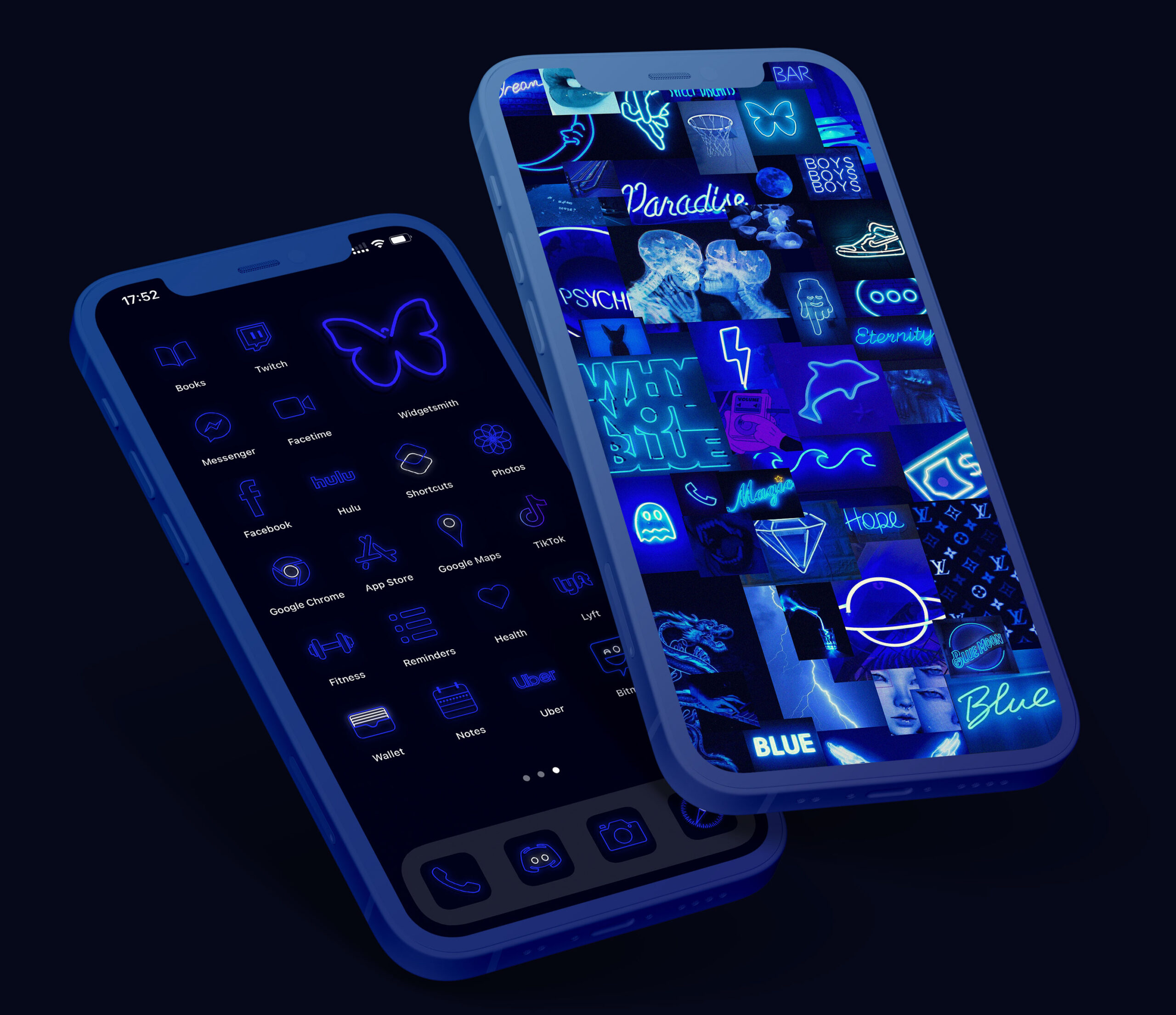 blue neon app icons pack preview 1