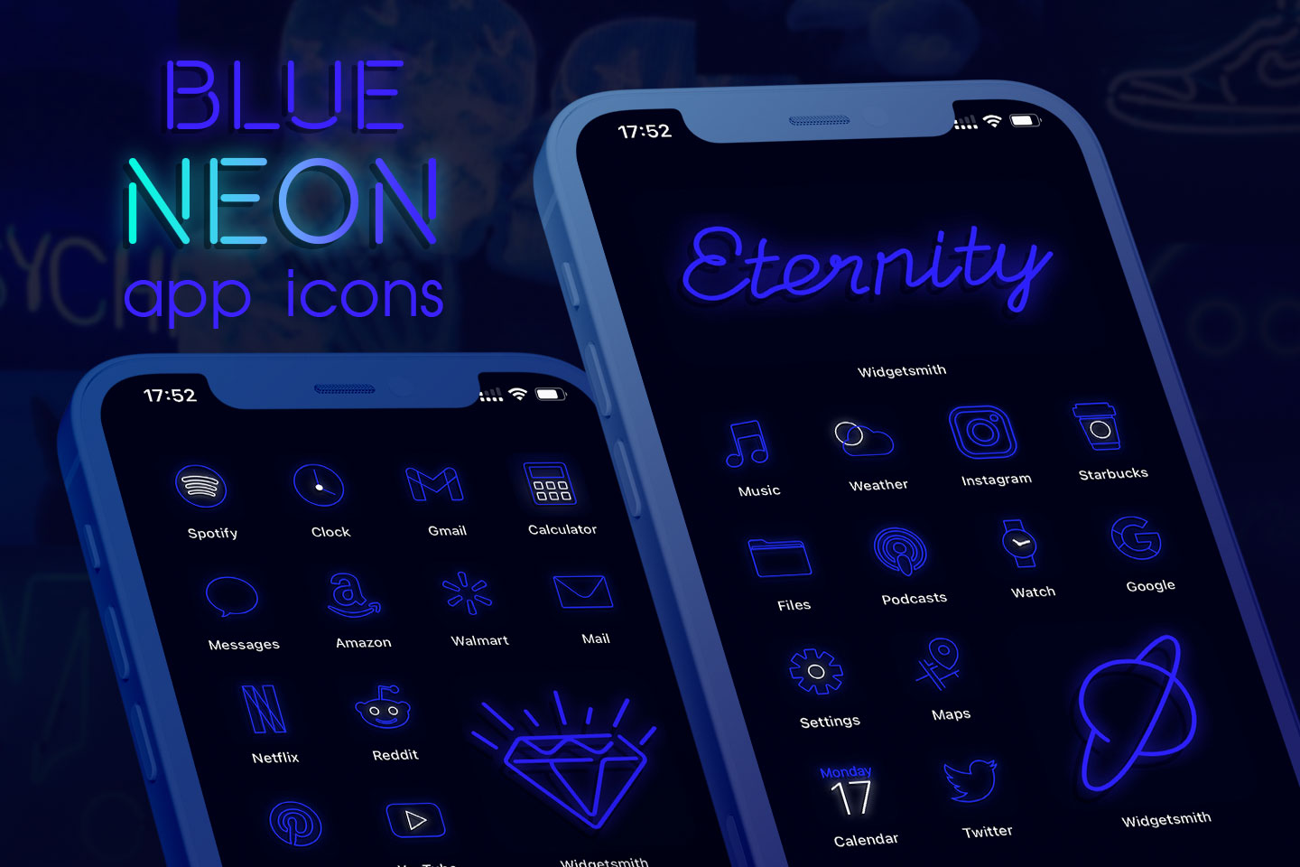 blue neon app icons pack