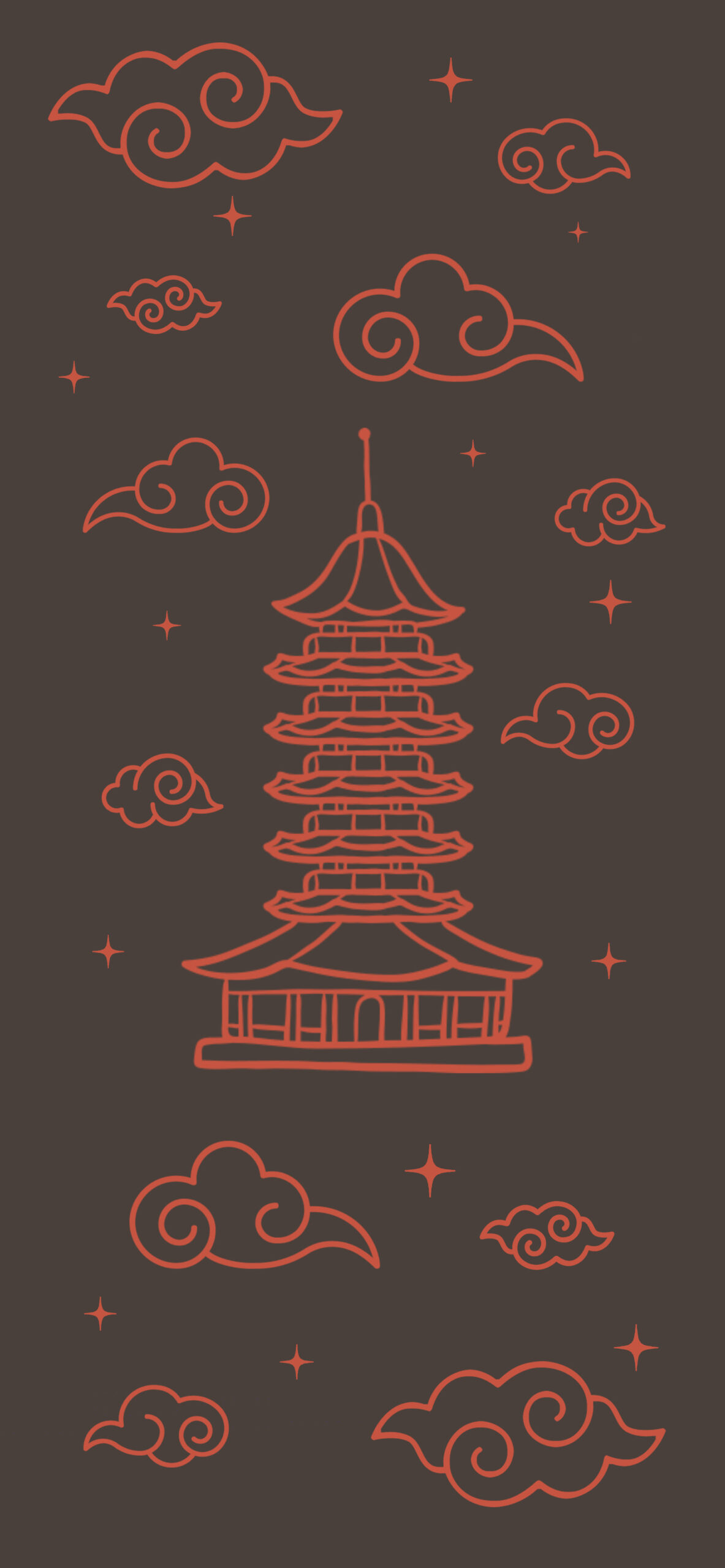 chinese pagoda minimalist wallpaper 2
