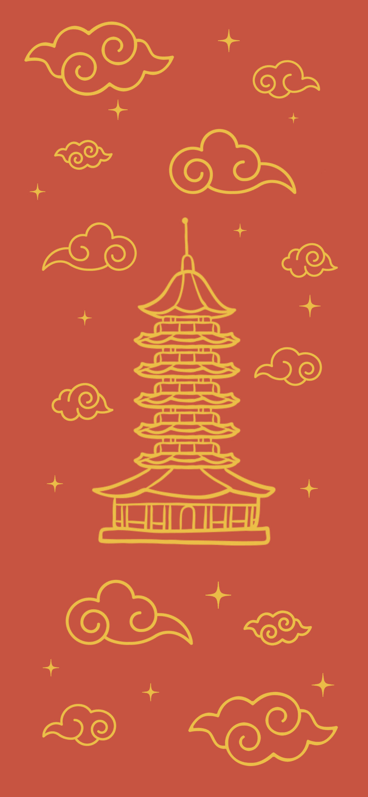 chinese pagoda minimalist wallpaper 3