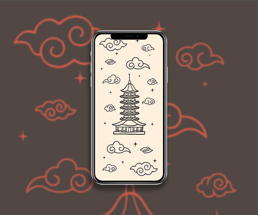 chinese pagoda minimalist wallpapers collection