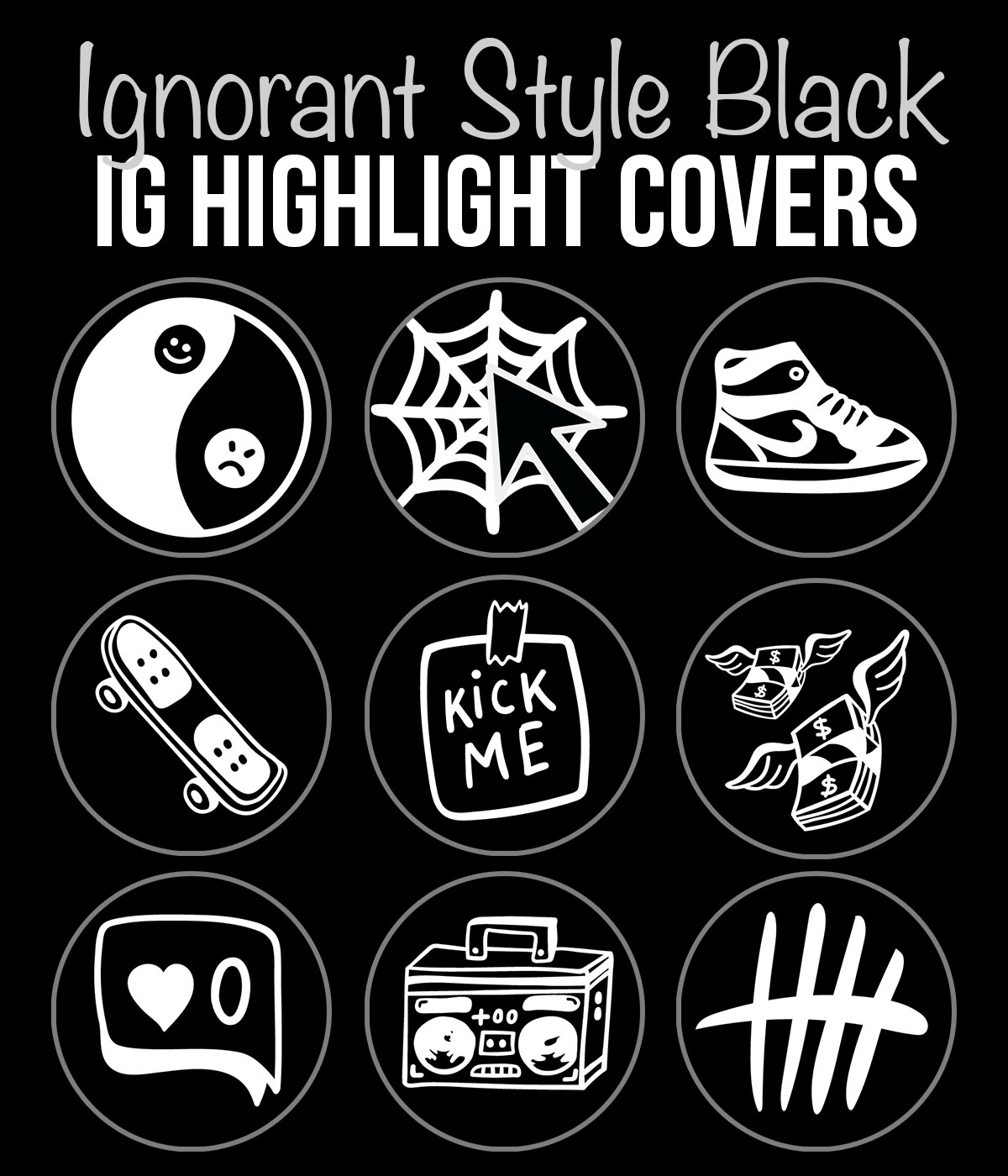 ignorant style black ig highlight covers pack