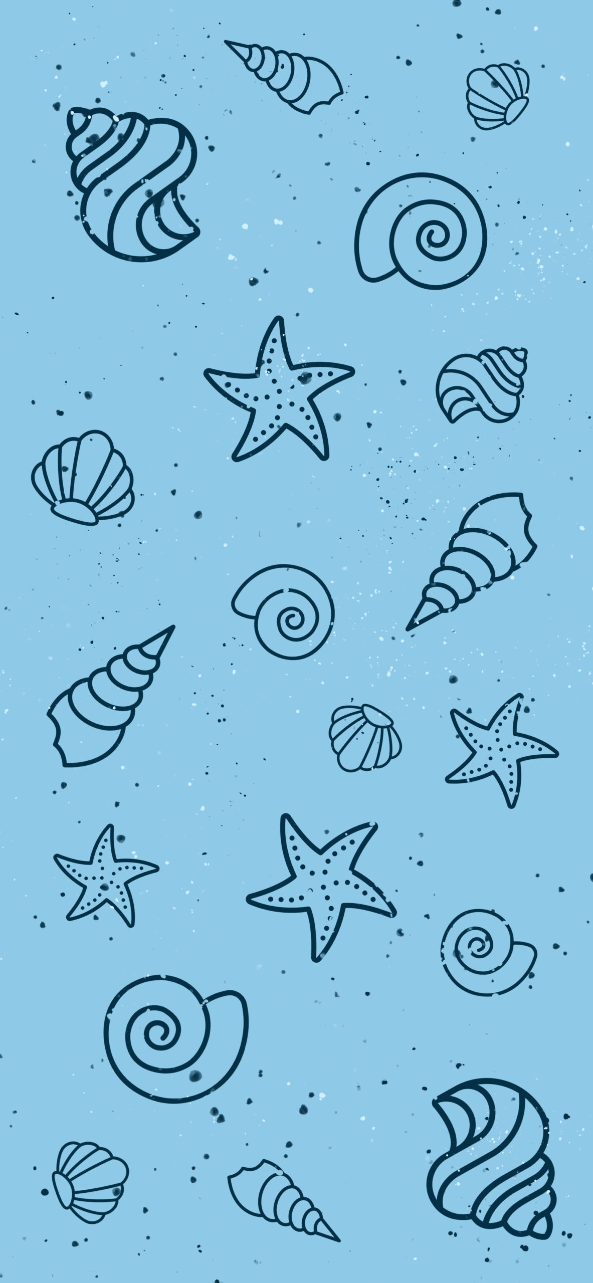 Shells Blue Aesthetic Wallpaper - Summer Light Blue Wallpaper for iPhone