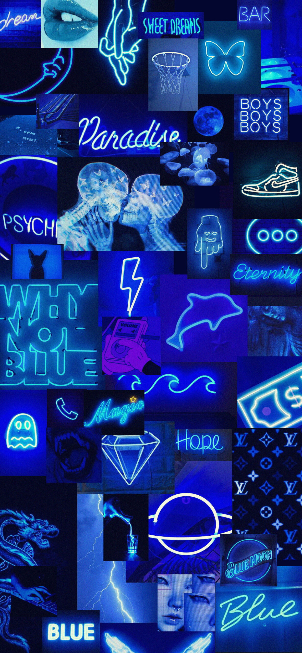 blue neon aesthetic wallpaper