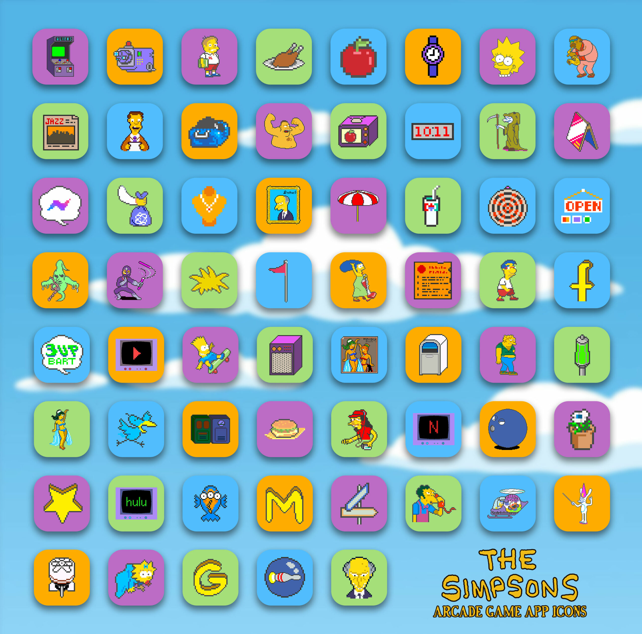 the simpsons arcade game app icons pack preview 2