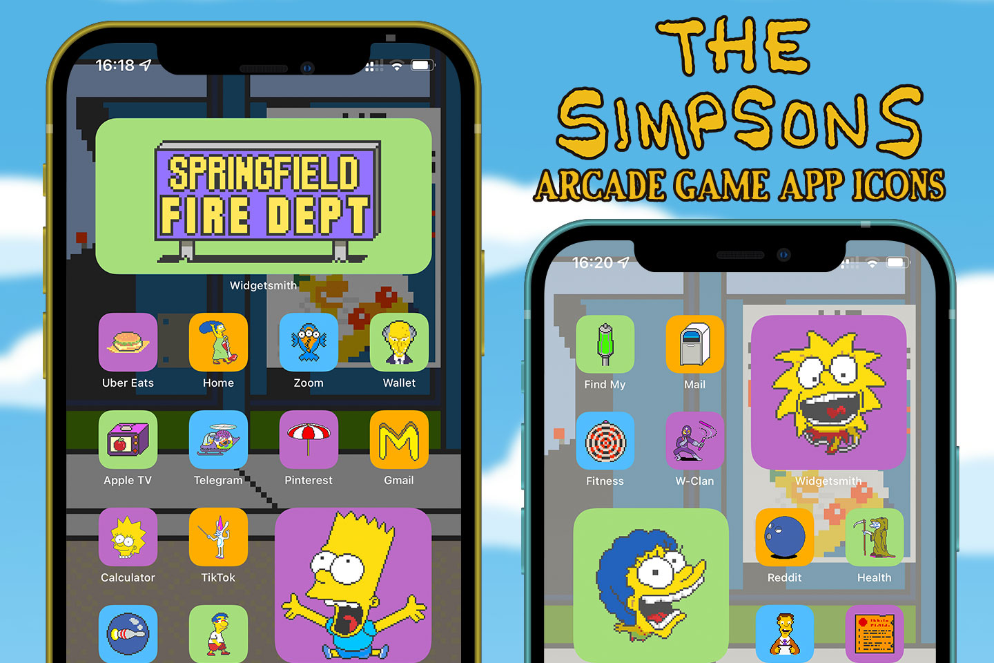 El paquete de iconos de la aplicación del juego arcade de Los Simpson