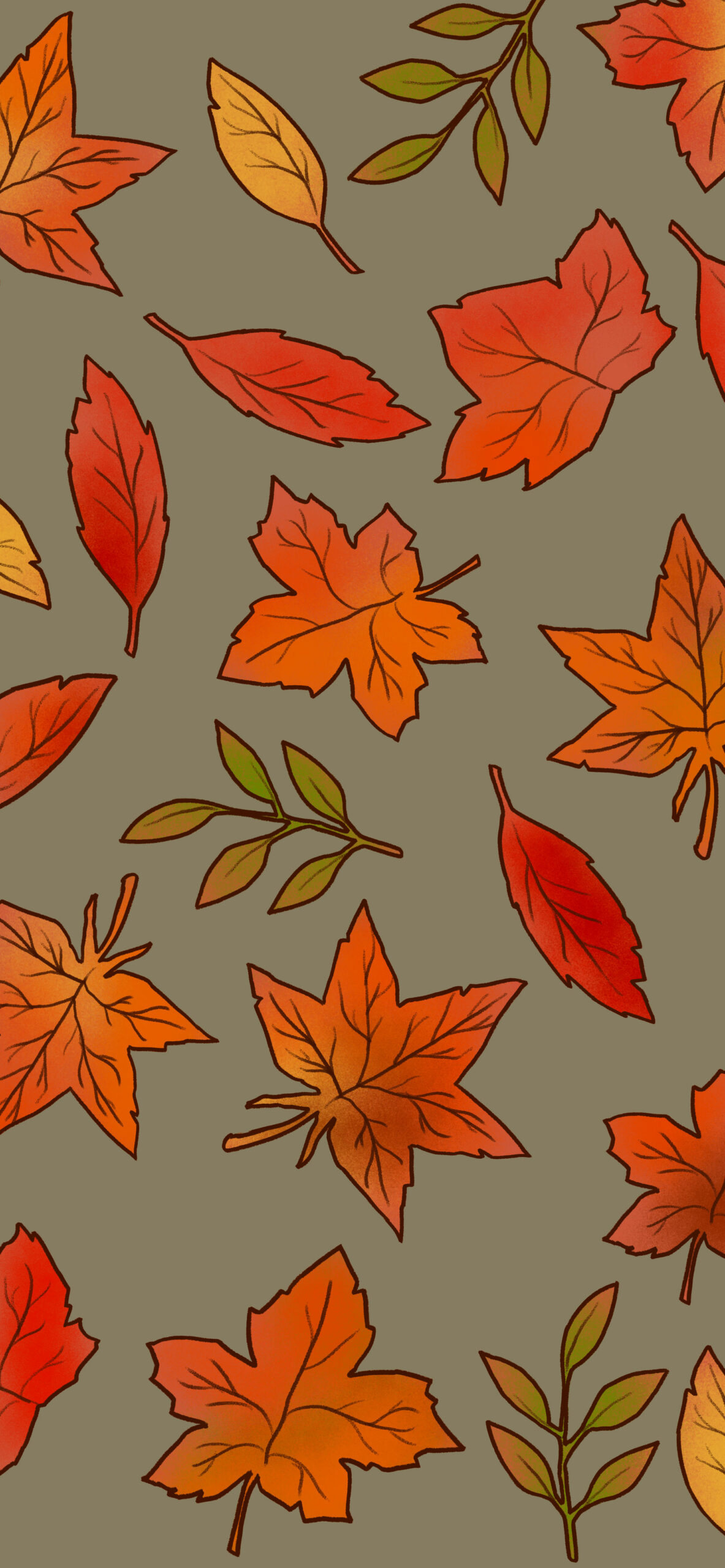Fall Leaves Green Wallpaper - Aesthetic Autumn Wallpaper iPhone