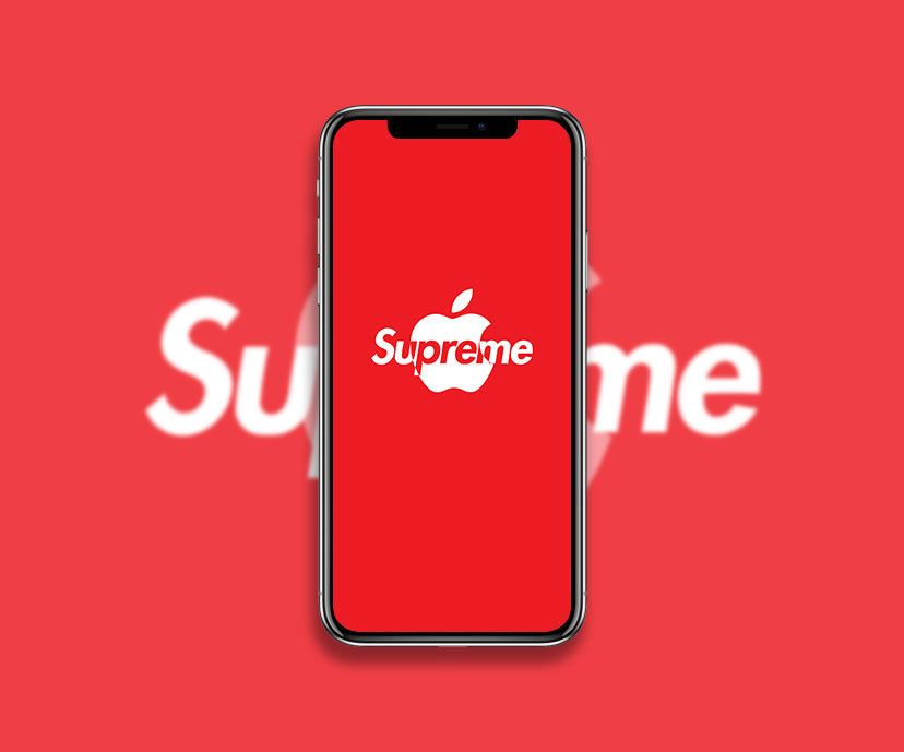 supreme x apple red wallpapers collection