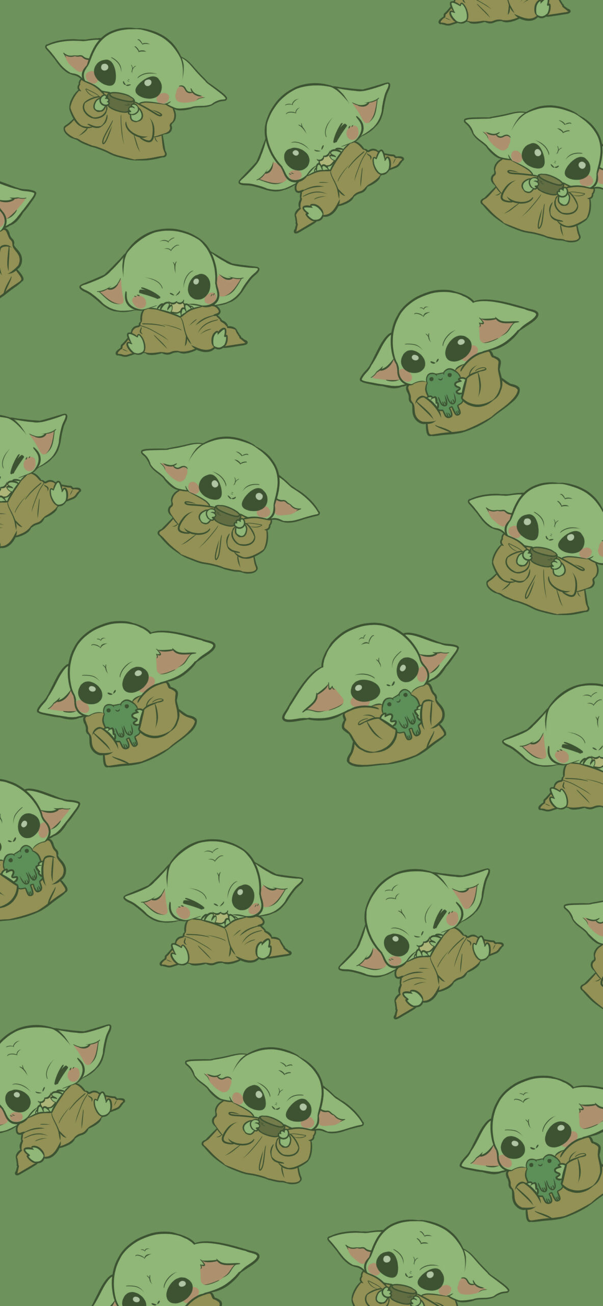 cute baby yoda green background
