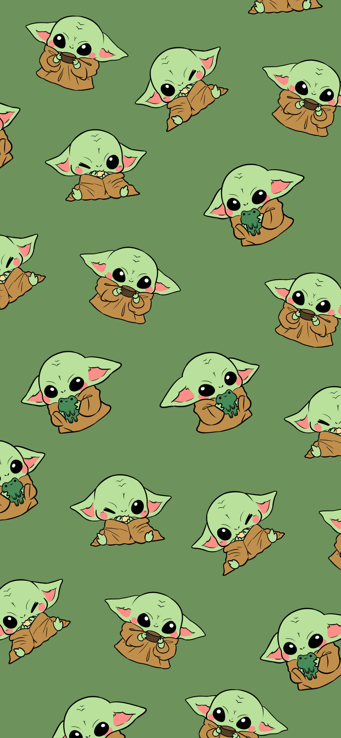cute baby yoda green wallpaper