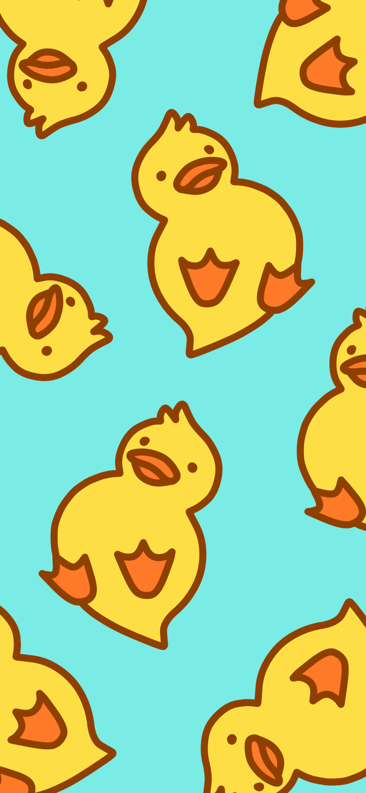 cute yellow ducks blue wallpaper 2
