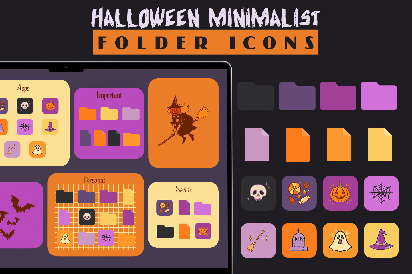 Pack d’icônes de dossier minimaliste d’Halloween