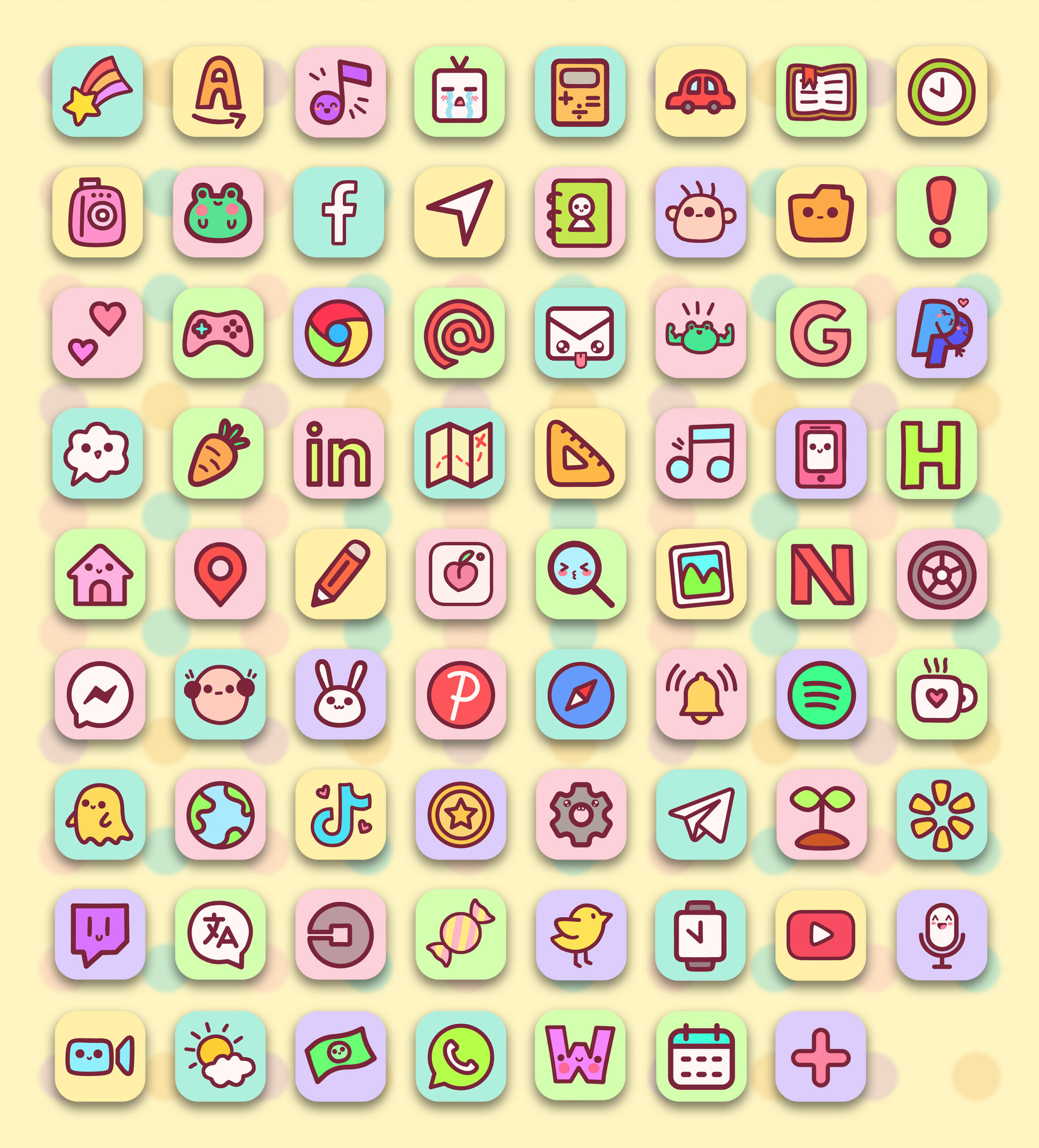 kawaii app icons pack preview 2