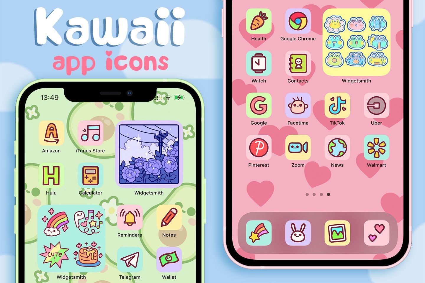 Kawaii Aesthetic iPhone Icon Set With Widgets and Wallpapers 