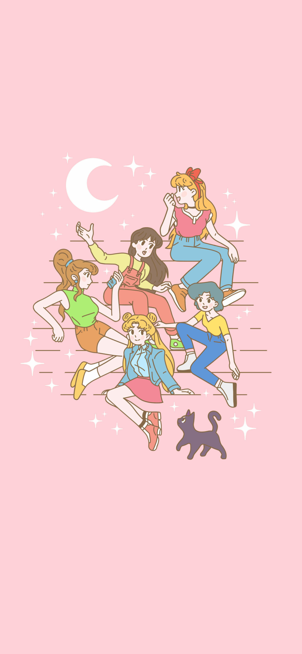 Sailor Moon Girls Pink Wallpaper - Anime Aesthetic Wallpaper Cute