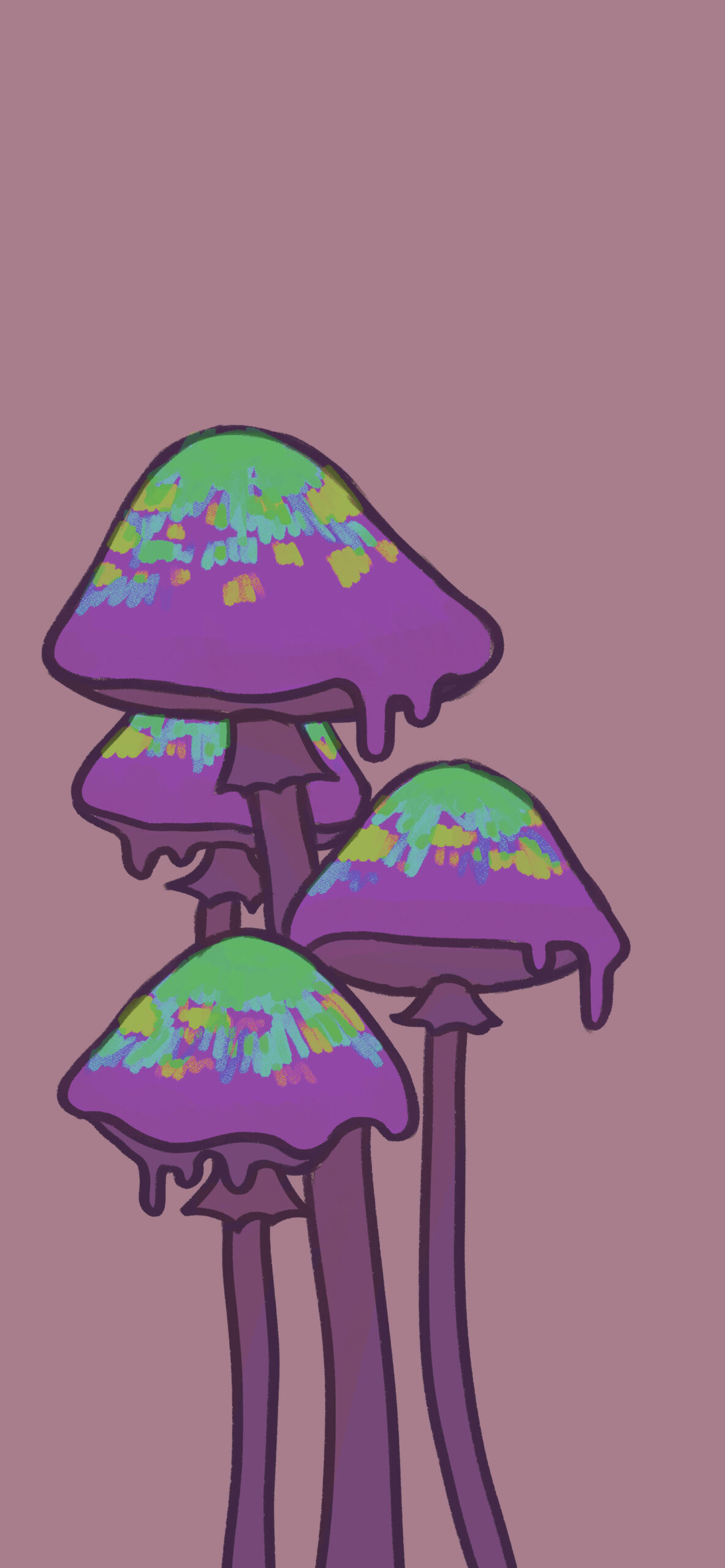 trippy mushrooms pink background