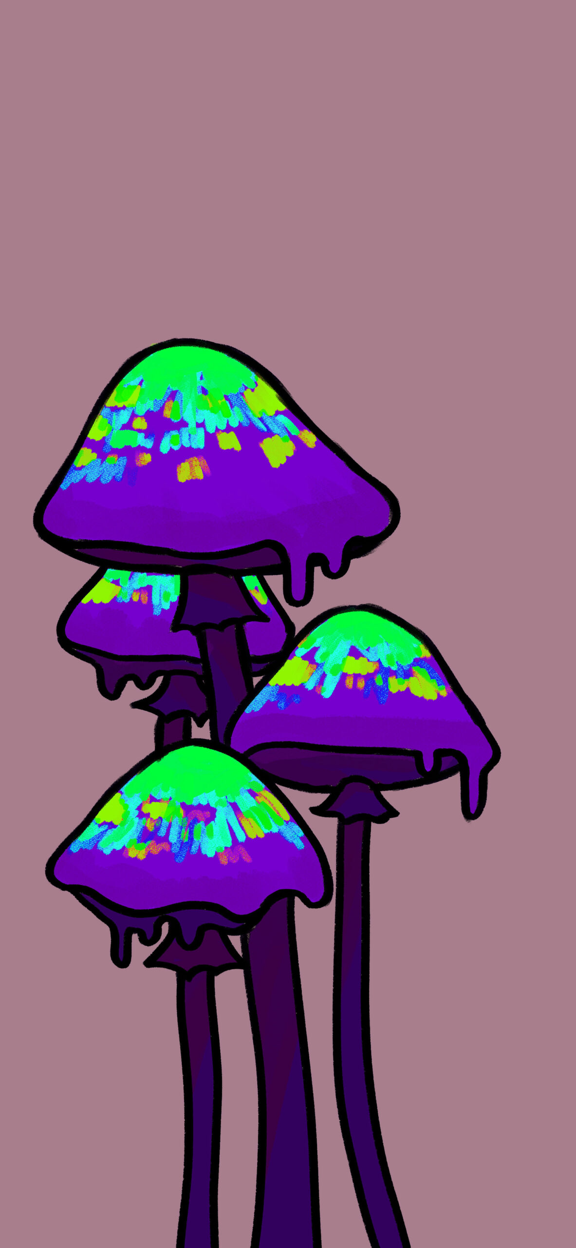 trippy mushrooms pink wallpaper