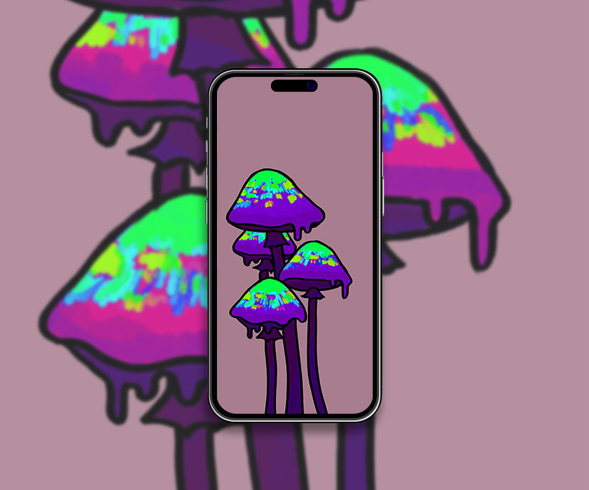 Collection de fonds d’écran roses trippy mushrooms