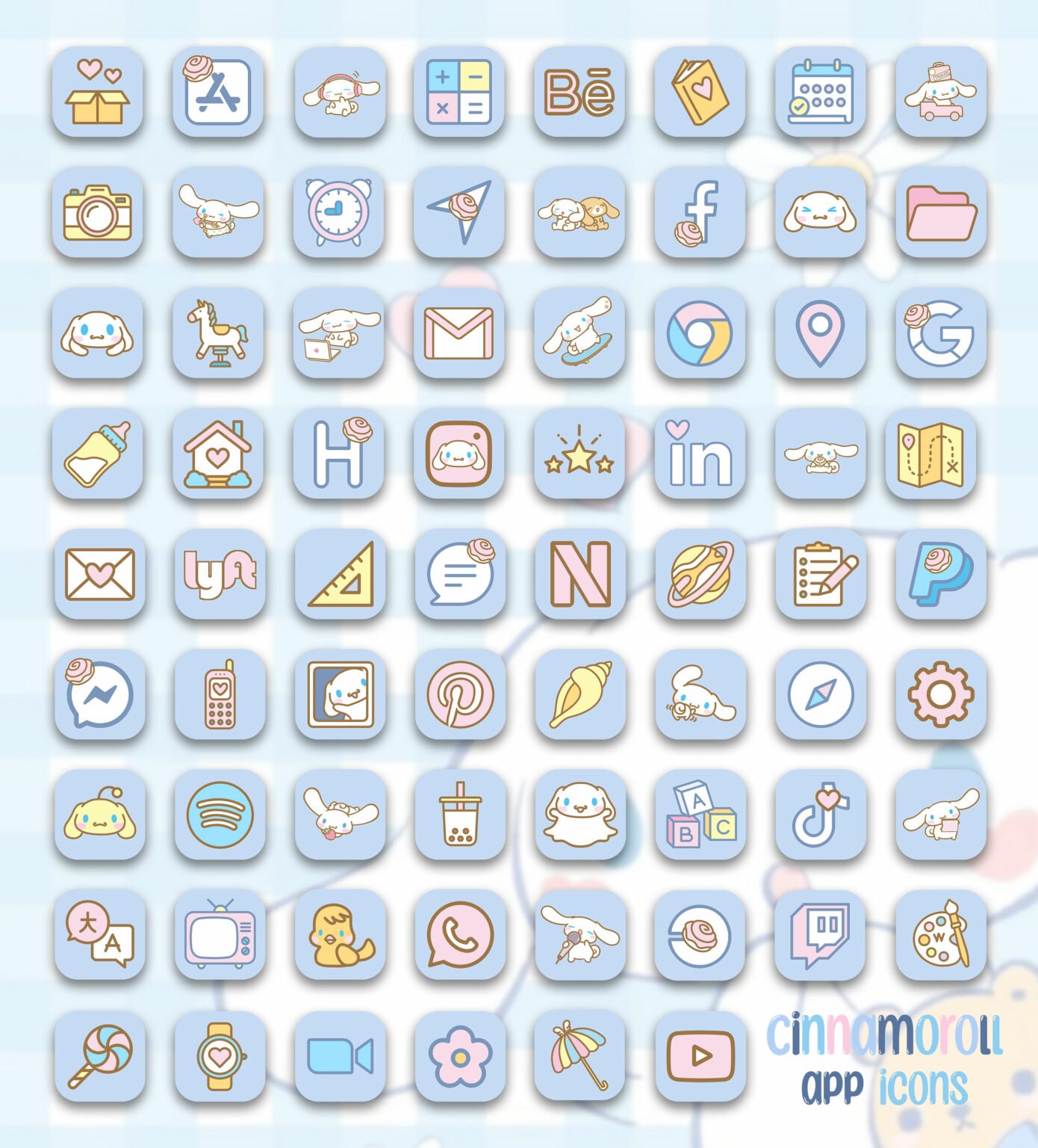 Cinnamoroll App Icons iOS - Light Blue Sanrio App Icons for iPhone