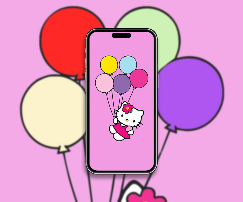 hello kitty balloons pink wallpapers collection