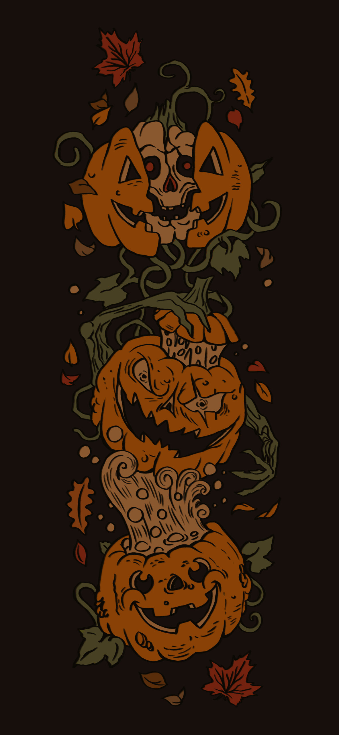 scary pumpkins black halloween background