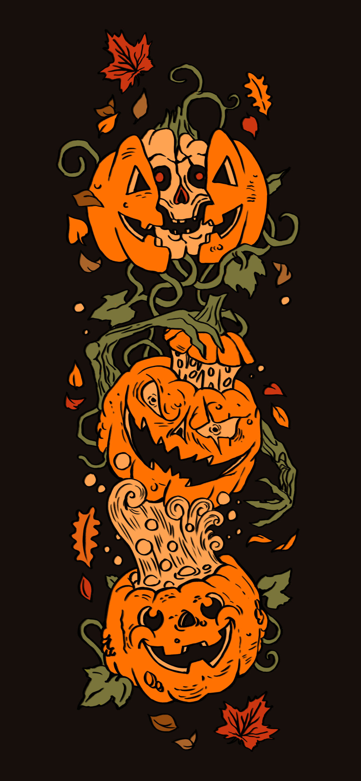 Scary Pumpkins Black Wallpaper - Aesthetic Halloween Wallpaper