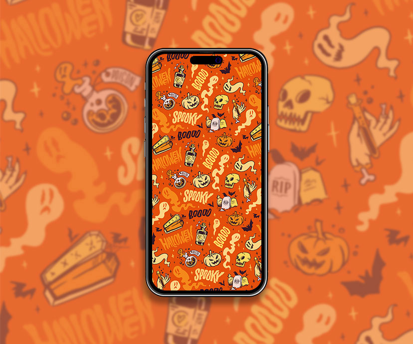 Spooky Blood Halloween Orange Collection de fonds d’écran
