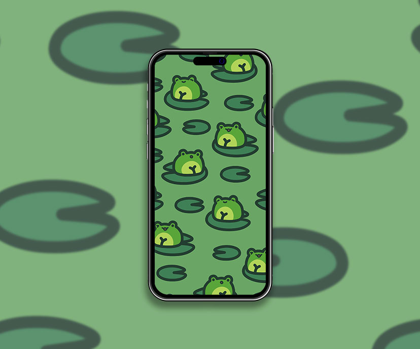 cute frog green pattern wallpapers collection