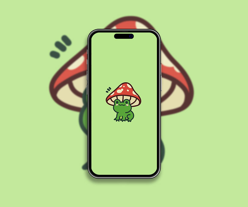 Grenouille mignonne champignon vert Collection de fonds d’écran