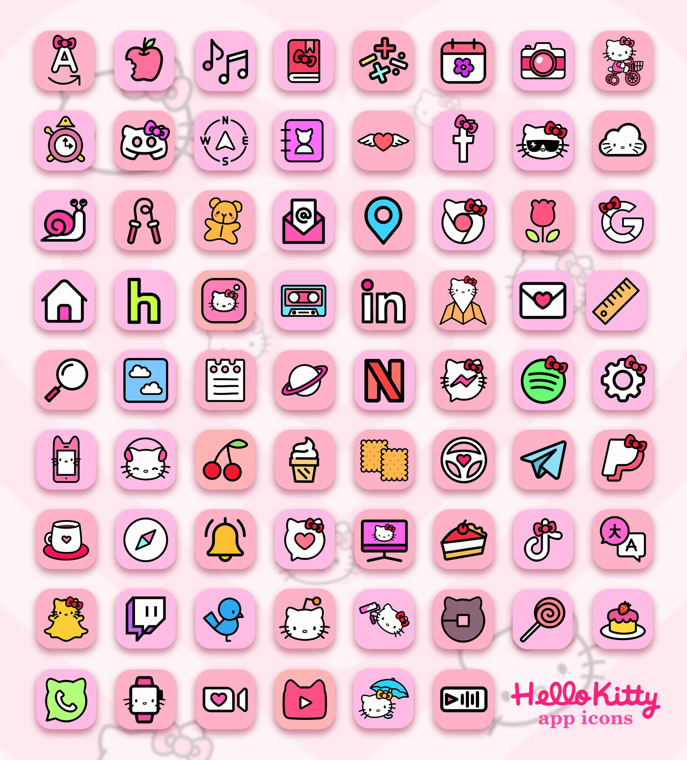 Cute Pink Ios Icons Kawaii Cats Icon Bundle With App Icons 