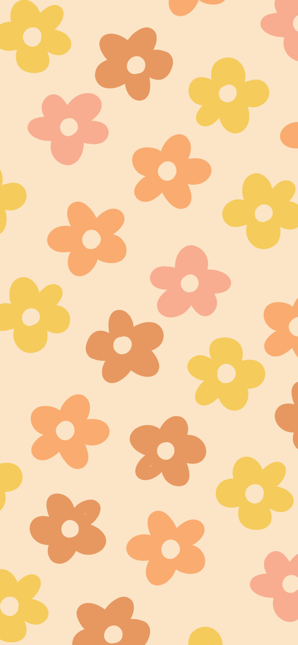 hippie flowers yellow pattern background