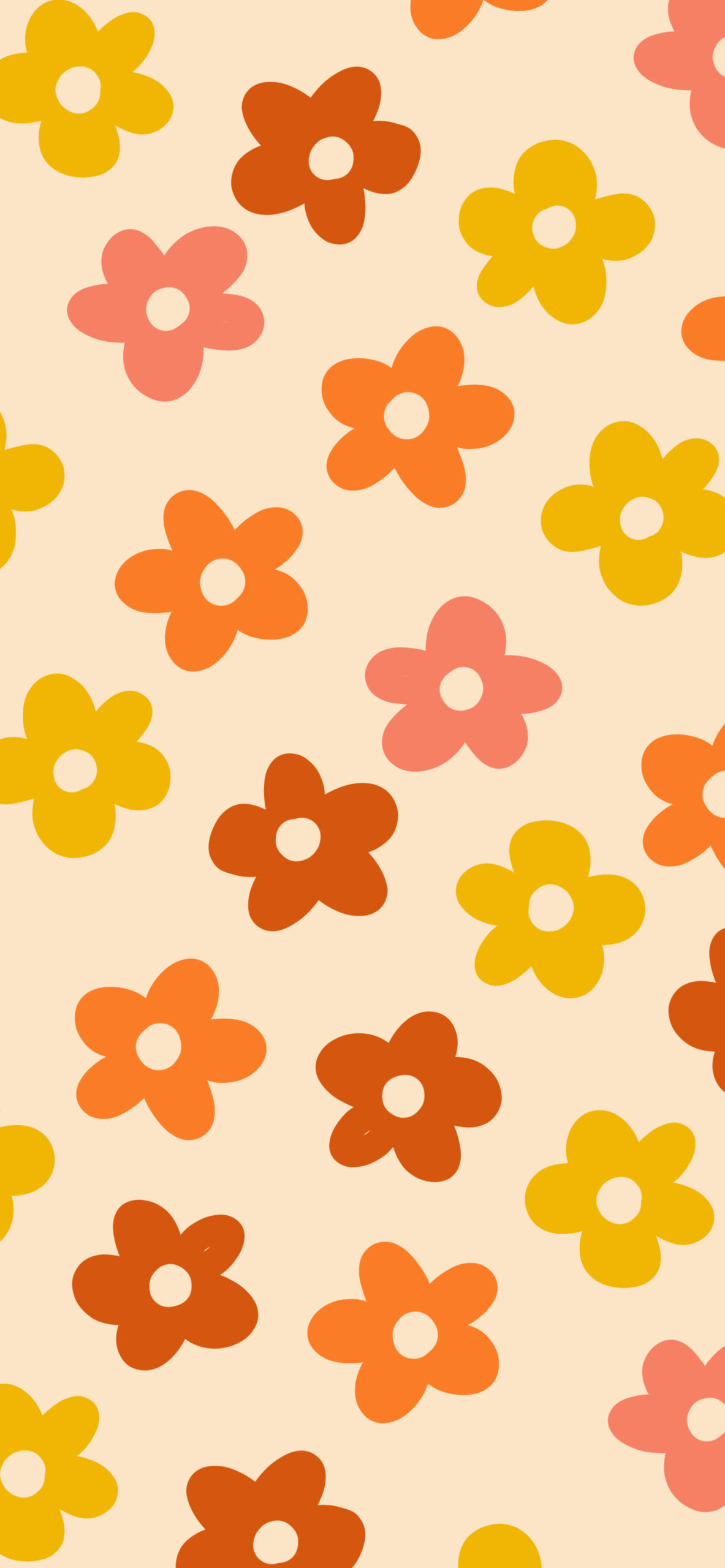 hippie flowers yellow pattern wallpaper