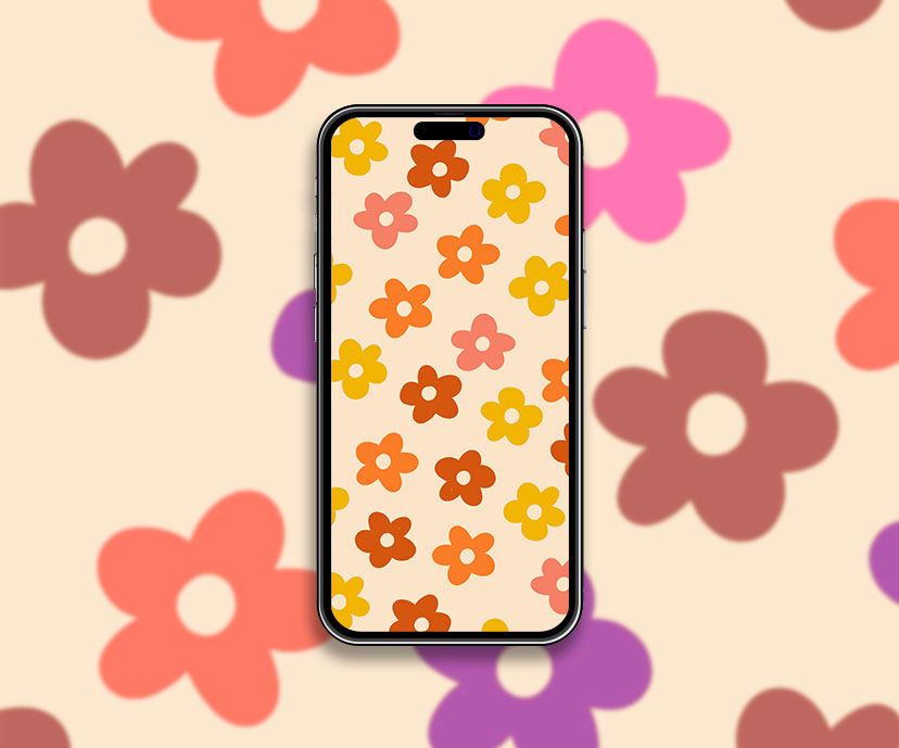 hippie flowers yellow pattern wallpapers collection