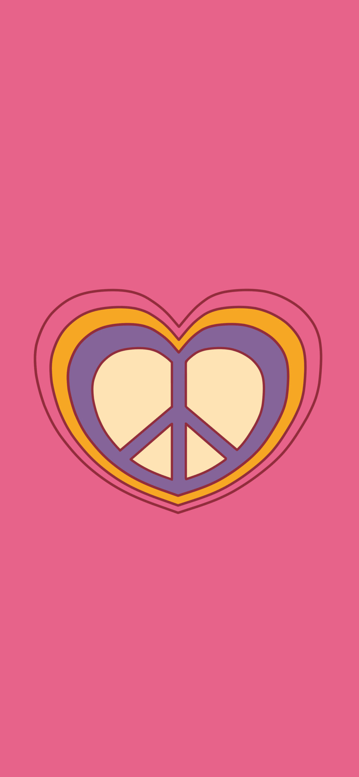 hippie peace heart pink wallpaper
