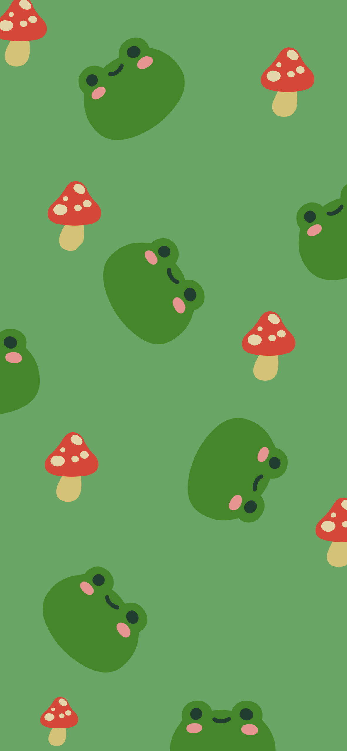 kawaii frog mushroom green wallpaper 2