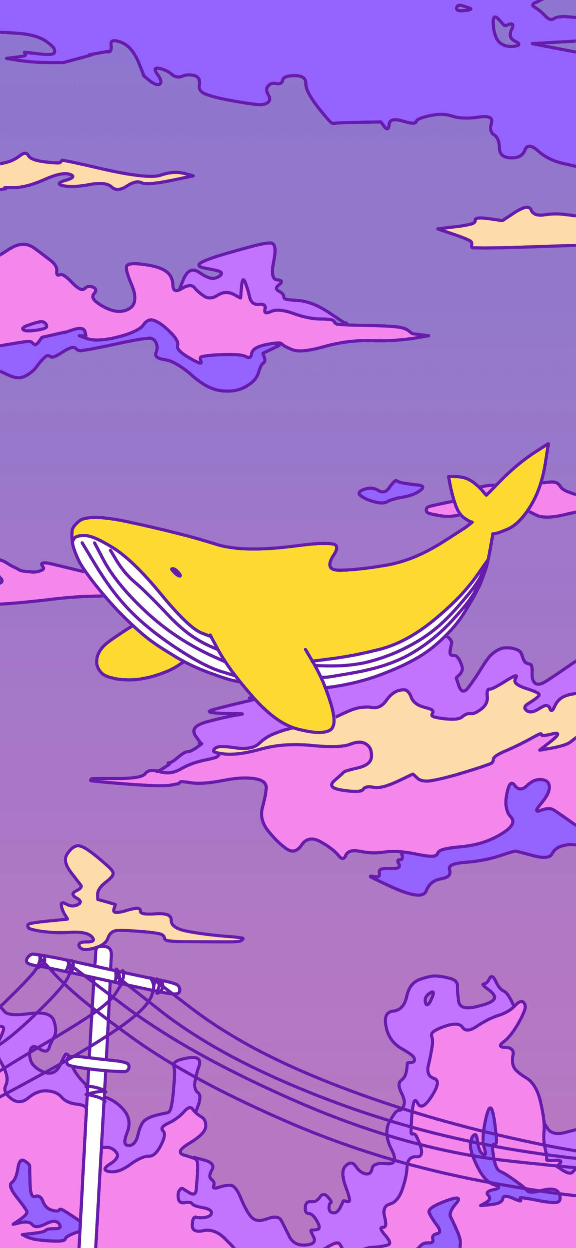 lofi anime sky whale purple wallpaper 2