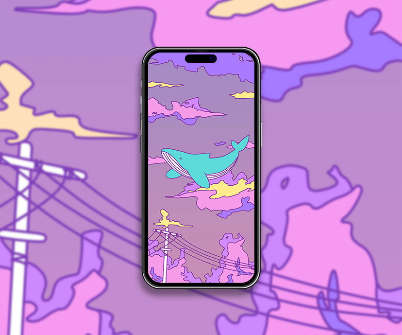 lofi anime sky whale purple wallpapers collection