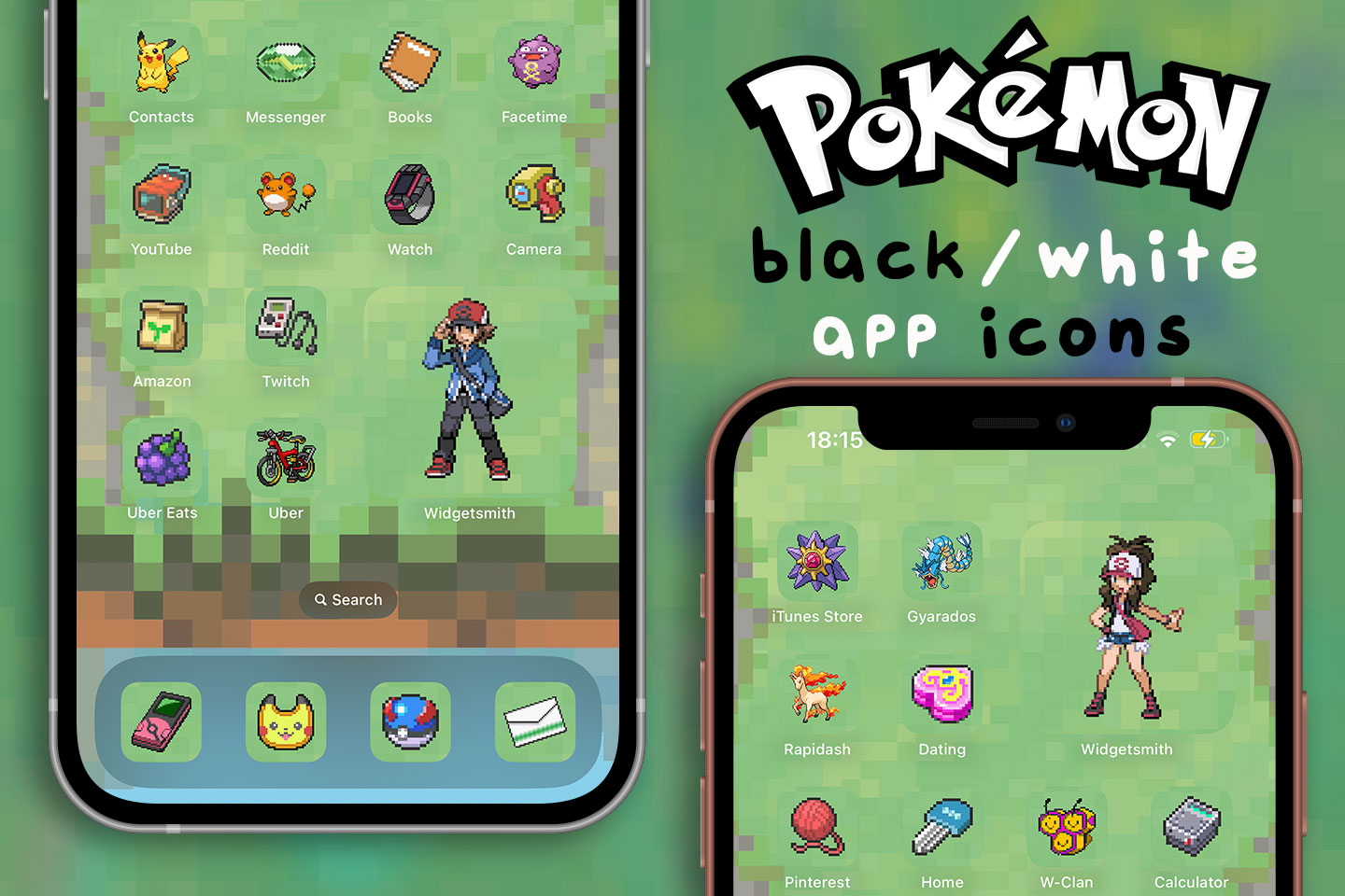 Pack d’icônes d’applications Pokemon noir et blanc