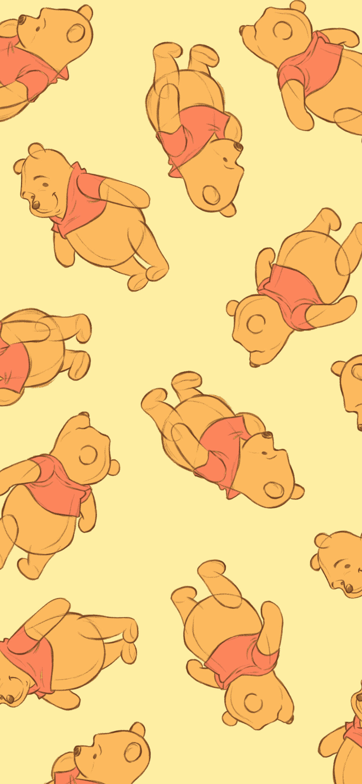 winnie the pooh yellow pattern wallpaper
