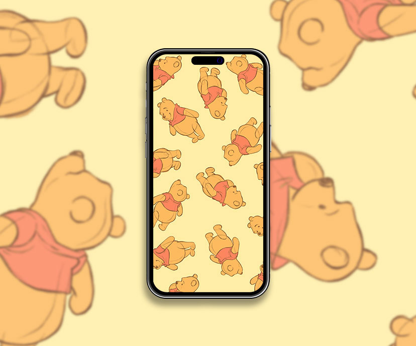 winnie the pooh yellow pattern wallpapers collection