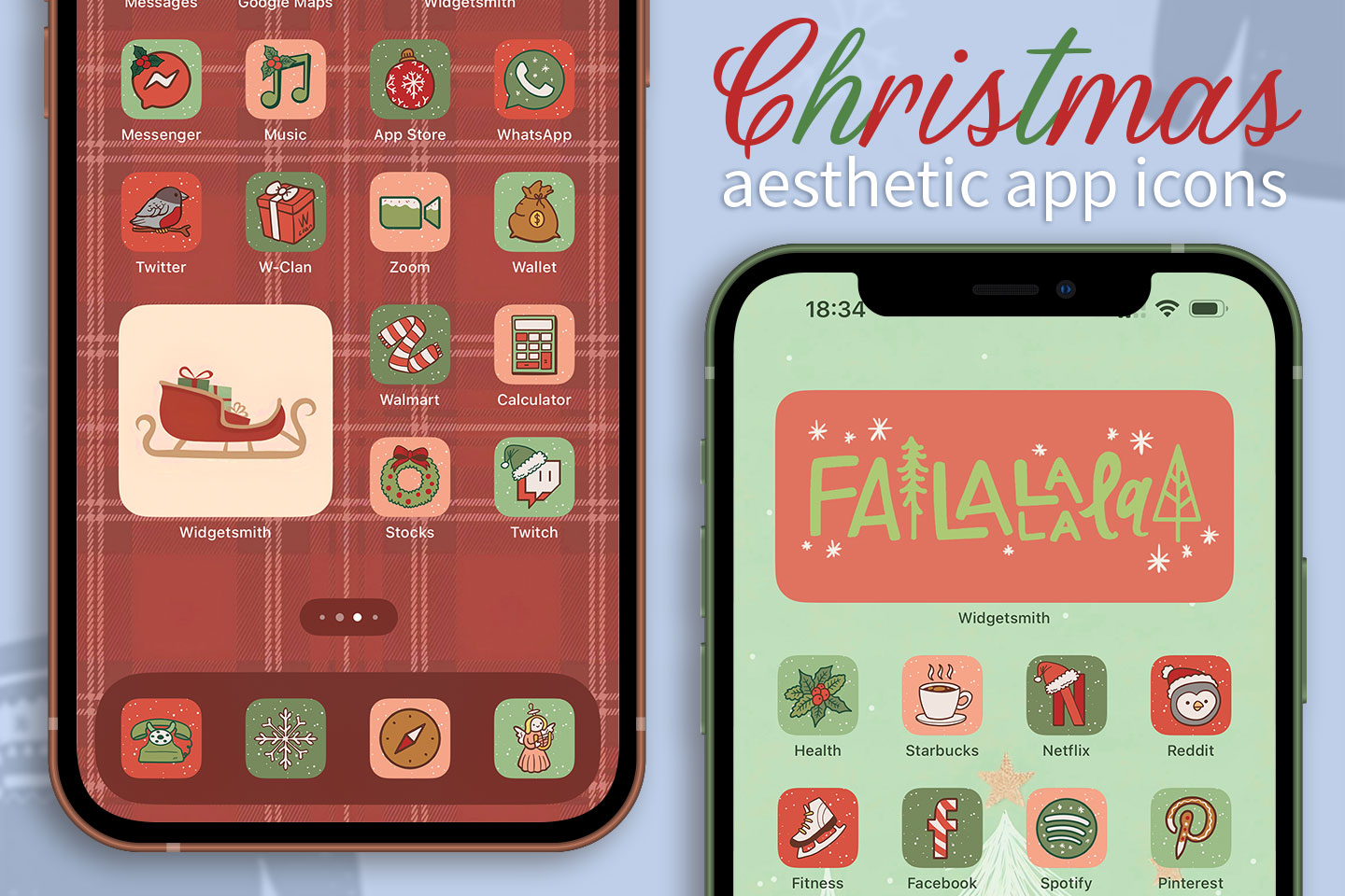 Icônes d'application de Noël esthétiques copier