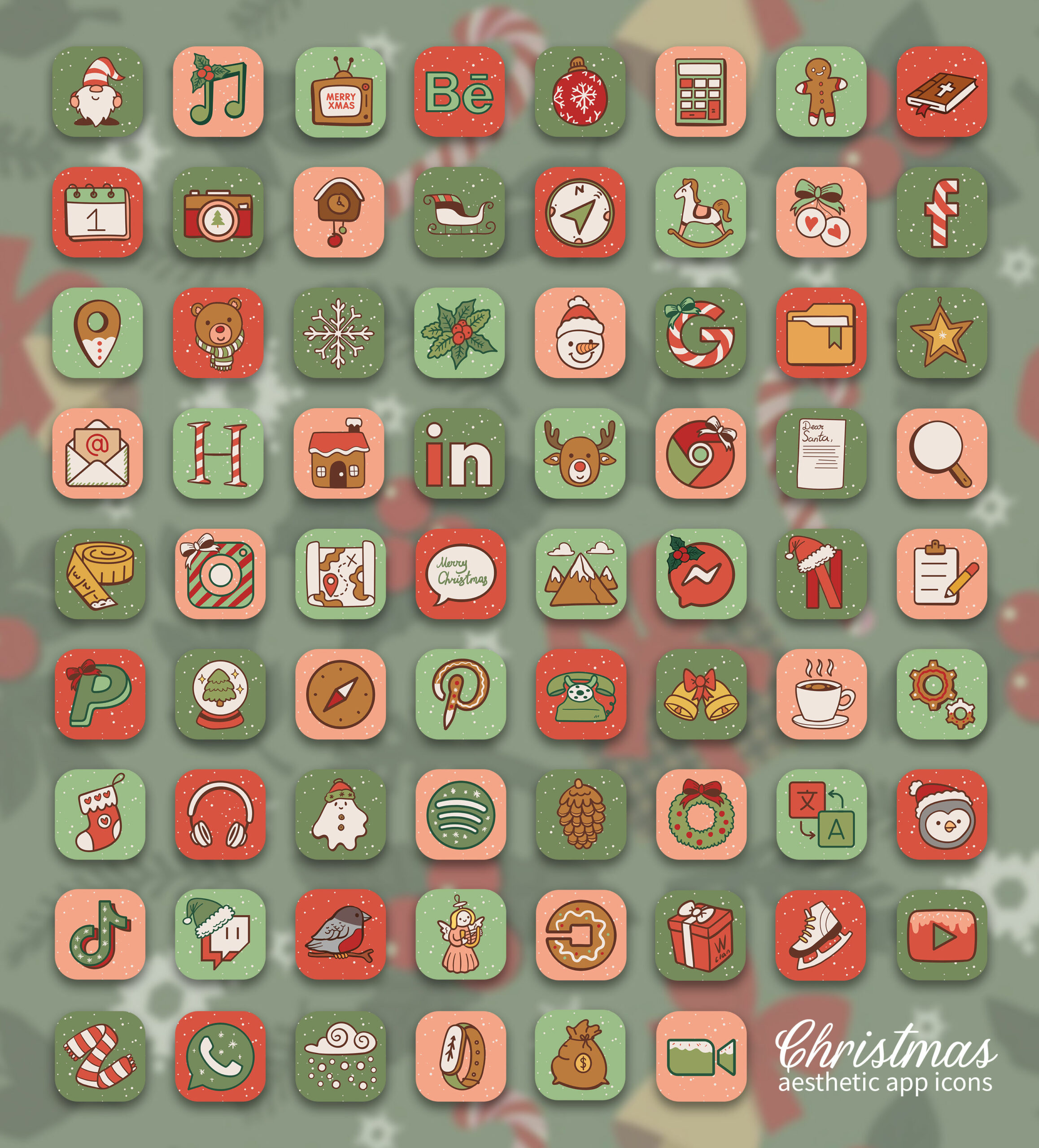 christmas aesthetic app icons pack preview 2