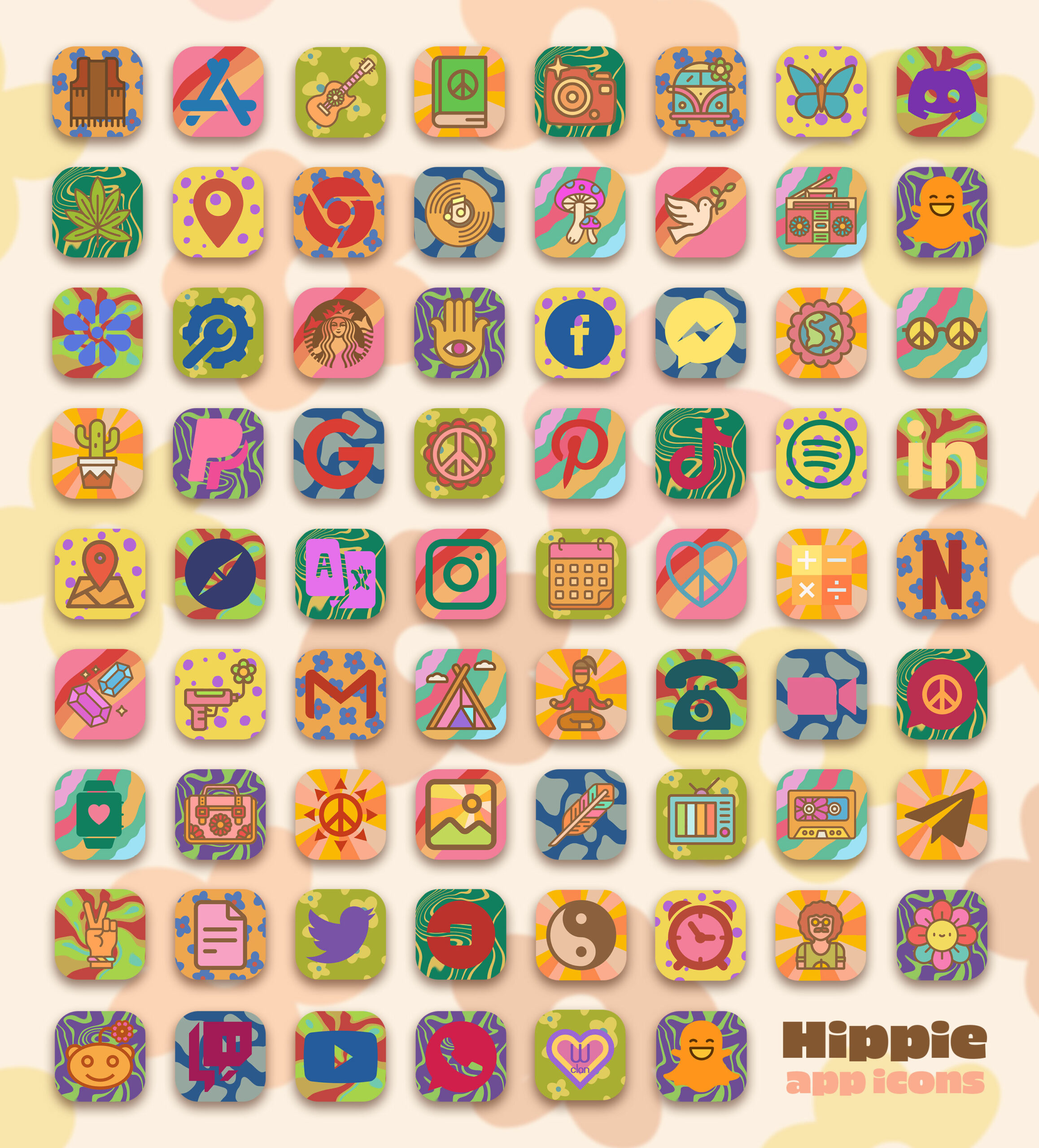 hippie app icons pack preview 2