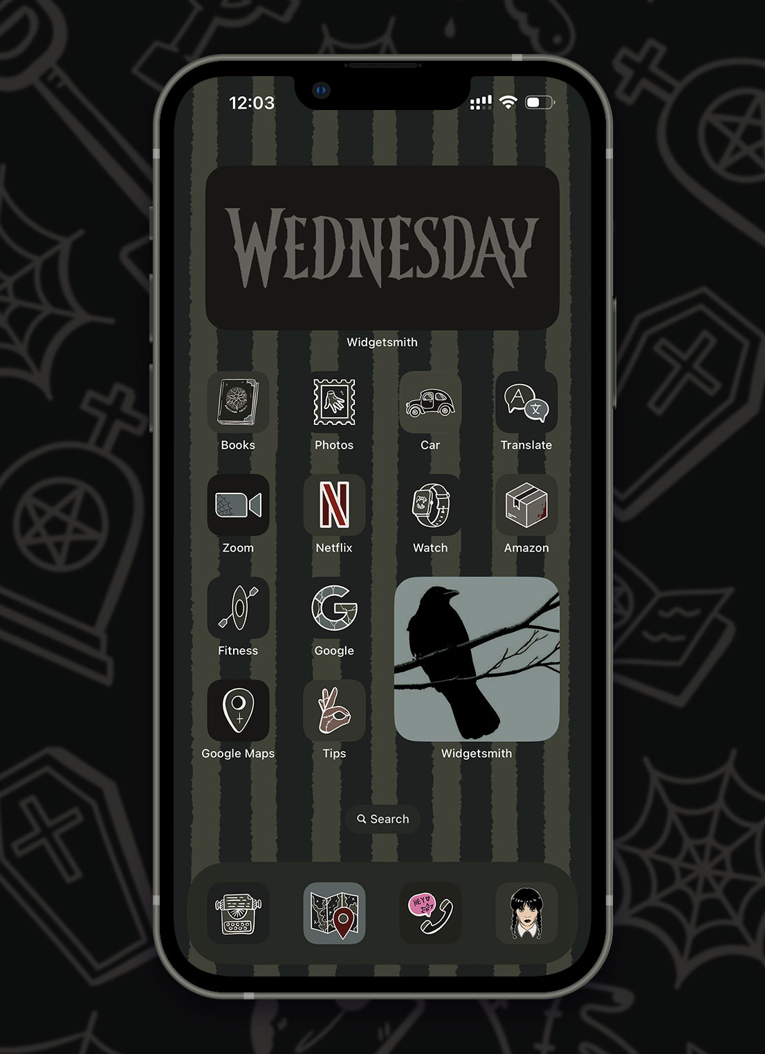 wednesday aesthetic app icons pack preview 3