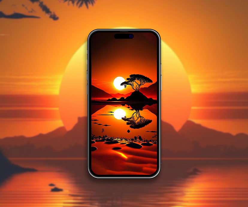Collection de fonds d’écran de coucher de soleil orange esthétique