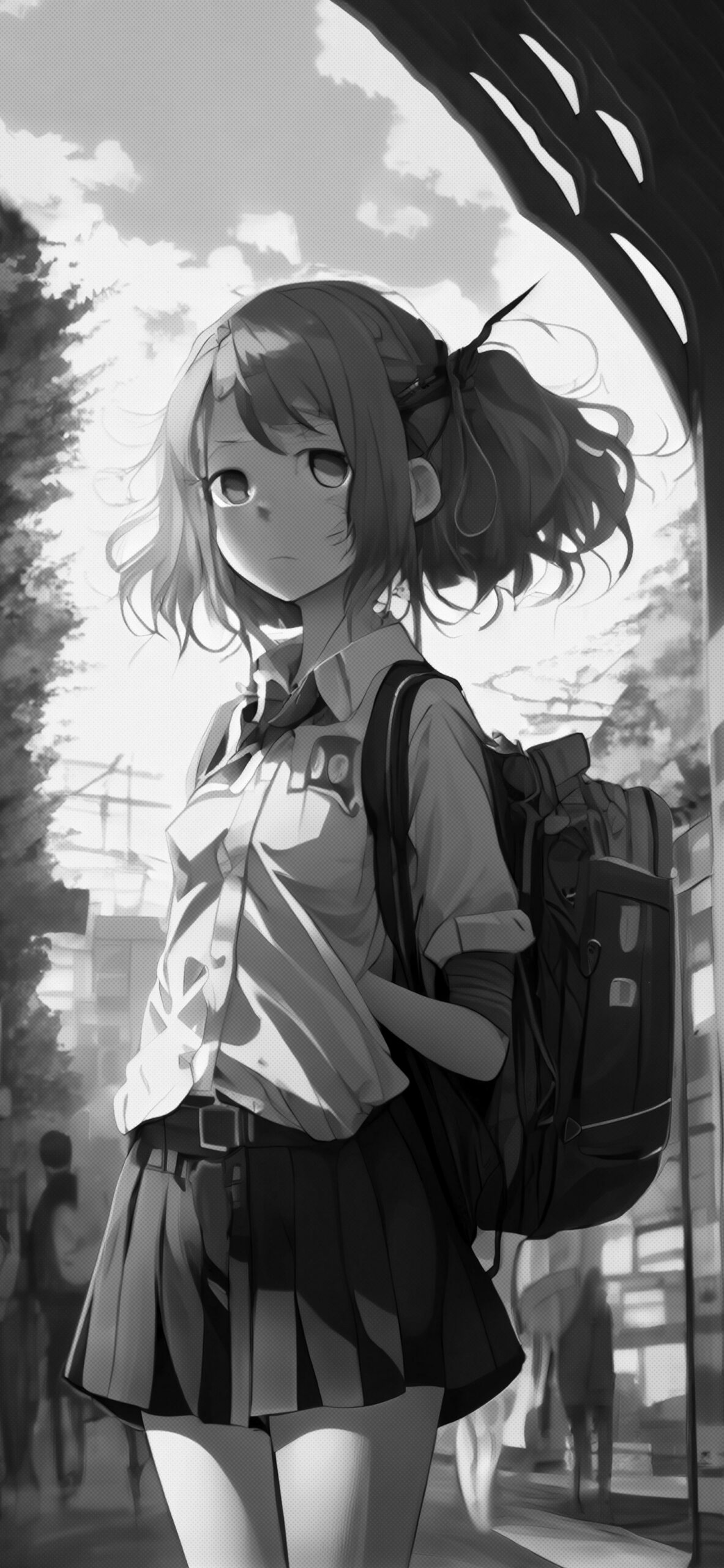 anime schoolgirl with backpack wallpaper 2