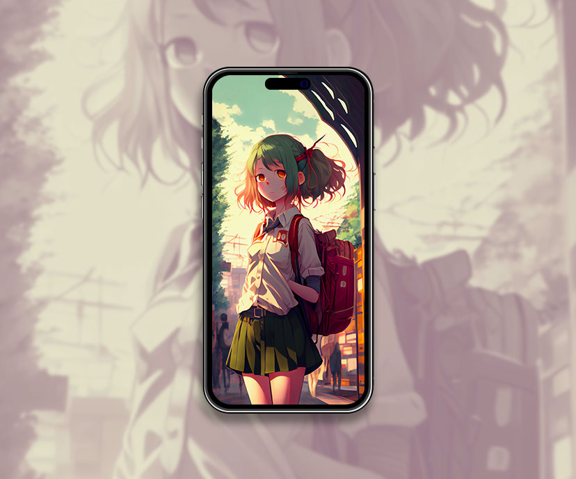 anime schoolgirl with backpack wallpapers collection