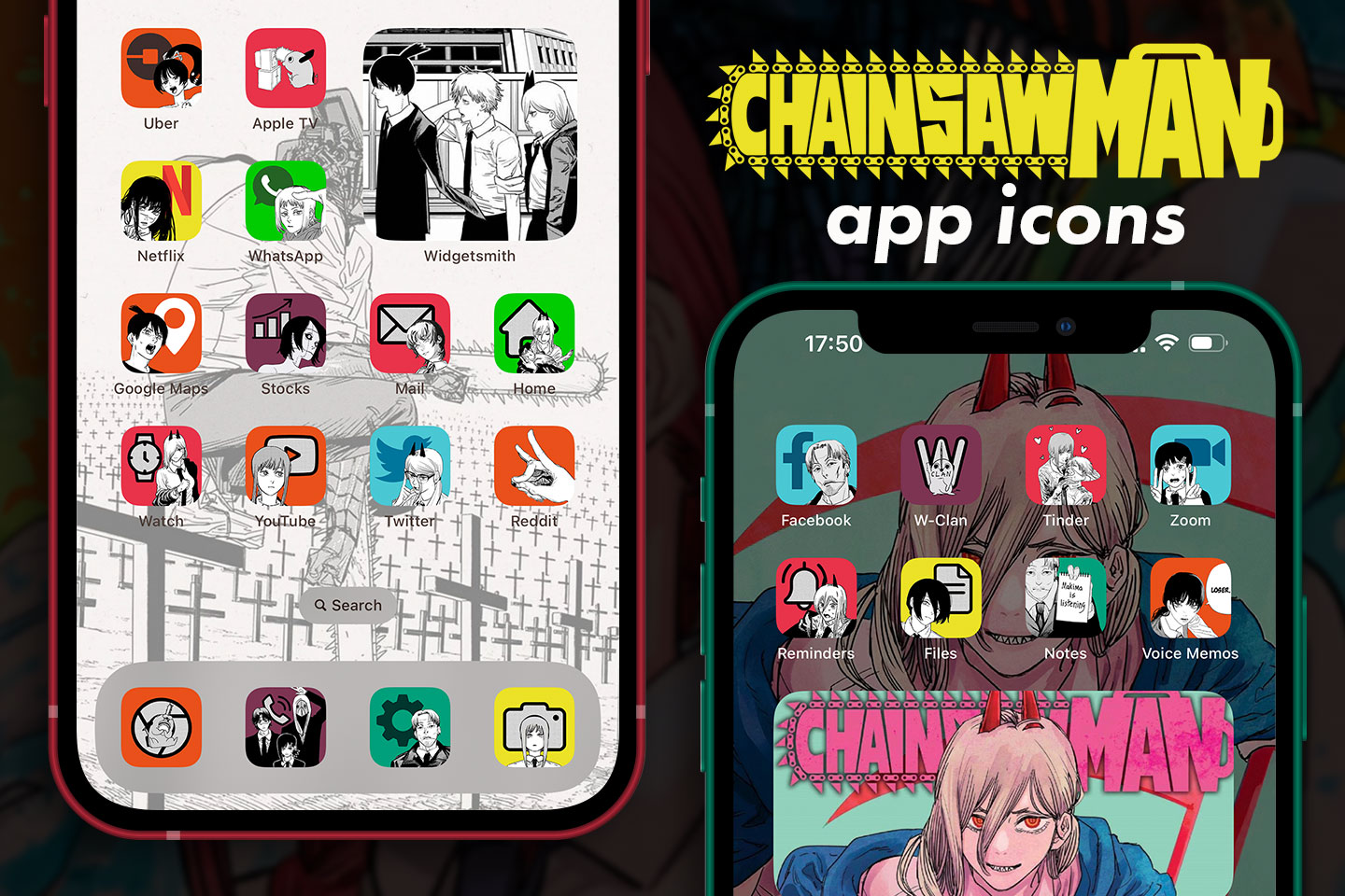 Paquete de iconos de la aplicación Chainsaw Man